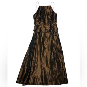 Vintage Vera Wang Two Piece Brown Gown Sleeveless Formal Dress 12 Eveningwear